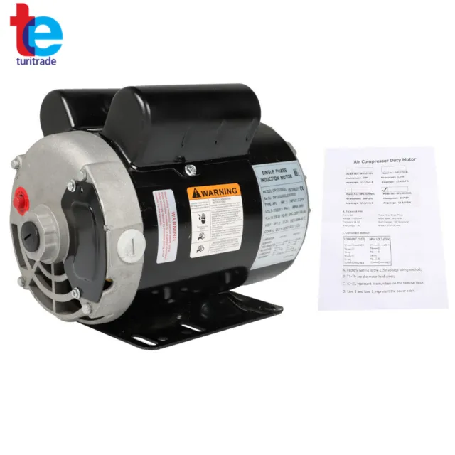 Electric Motor 3 HP 3450 RPM Compressor Duty 56 Frame 1 Phase 115-230Volts