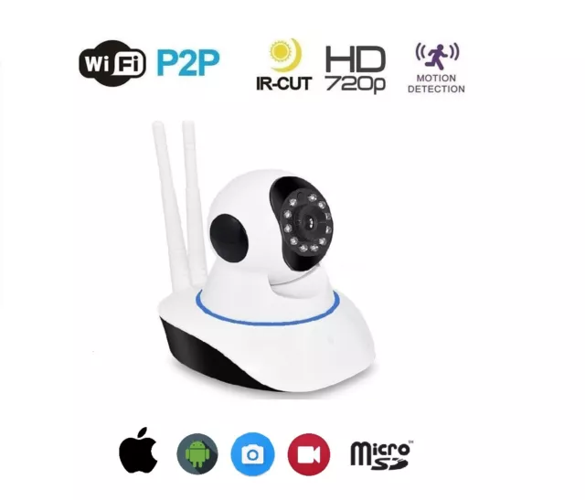 Telecamera Ip Cam Camera Hd 720P Wireless Led Ir Lan Motorizzata Wifi Rete Onvif