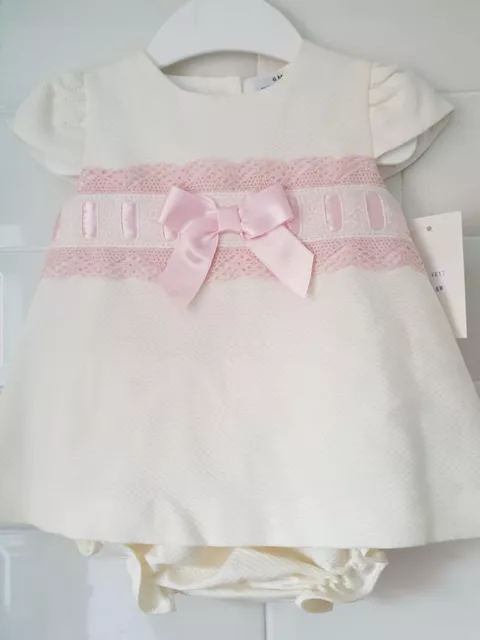 Baby Girl Spanish Style Slotted Ribbon and Bow Dress and Jam Pants Set