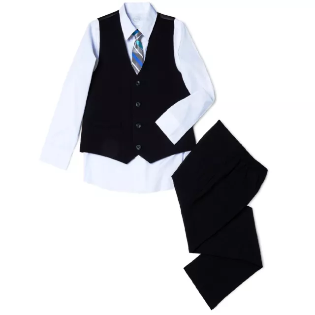 WONDER NATION Boy's size 5 VEST 4 Pc SET Black, White, Stripe Tie ~New with Tags