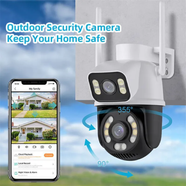 Wireless WIFI Outdoor CCTV HD PTZ Smart Home Security IR Cam 8MP 4K IP Camera UK