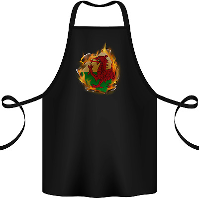 The Welsh Flag Fire Effect Wales Cotton Apron 100% Organic