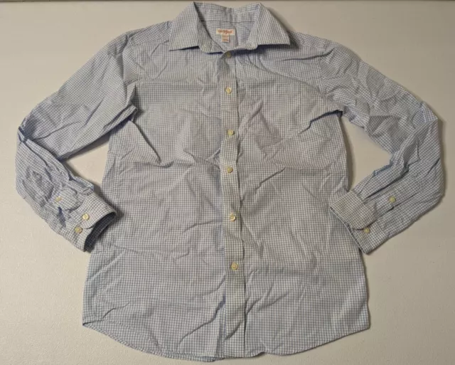 Cat & Jack boy's Long Sleeve Button-Up Shirt Blue Plaid Size L 12-14