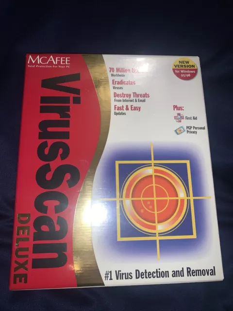 McAfee VirusScan Deluxe Vintage Software SEALED Windows 95 98 Antivirus