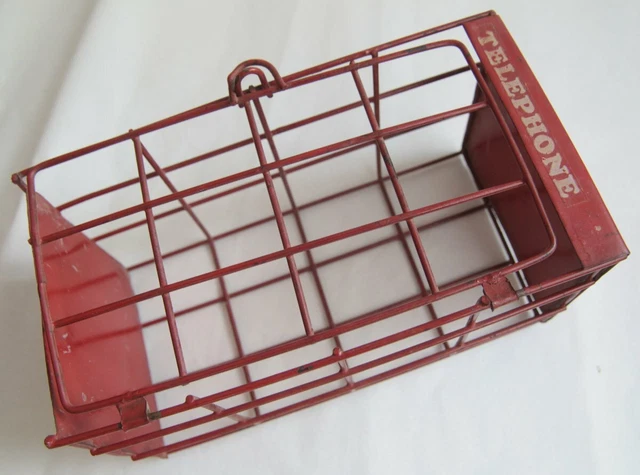 Vintage Red Metal Telephone Cage