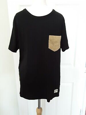 Mens Jack & Jones Black T Shirt, Corduroy Pocket Size S VGC
