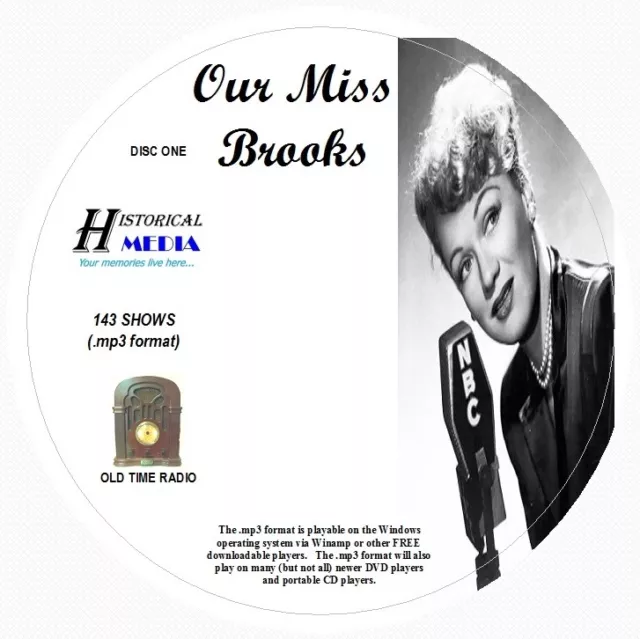 OUR MISS BROOKS - 143 Shows Old Time Radio In MP3 Format OTR On 2 CDs