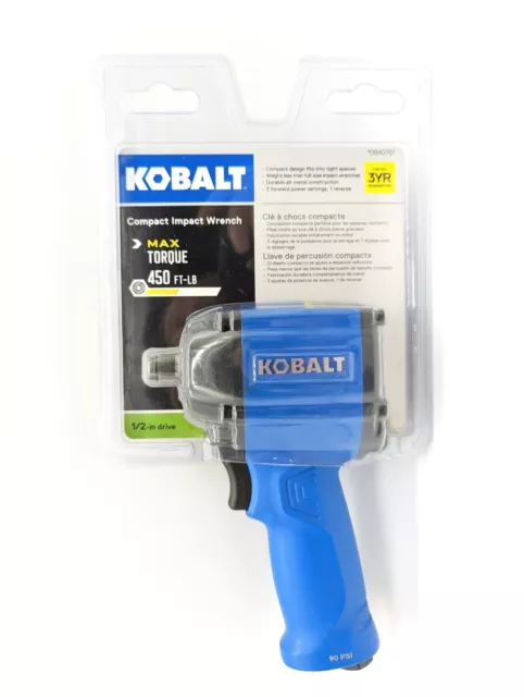 Llave de impacto de aire compacta de 1/2 pulgada Kobalt 450FT-LB 90PSI
