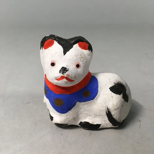 Japanese Kokeshi Doll Vtg Ceramic Figurine White Dog Otogiinu Inuhariko KF422