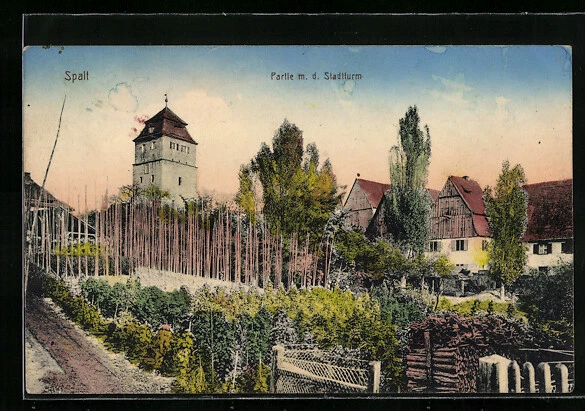 Spalt, Partie mit dem Stadtturm, Ansichtskarte