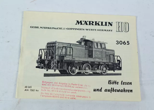 MÄRKLIN 3065 Diesellok V 60 Anleitung H0 Handbuch Bedienungsanleitung 12 62 HO