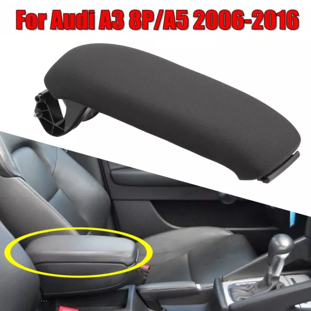 Cloth Center Console Lid Armrest Lid Cover W/Latch Clip For Audi A3 8P 2003-2013