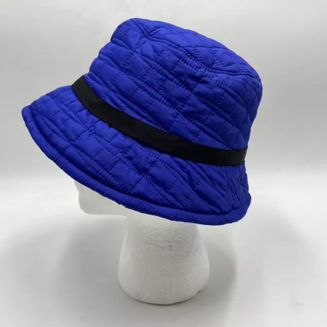 Kate Spade Logo Bucket Hat Battery Park Blue Quilted Lined Rain Black Bow 3