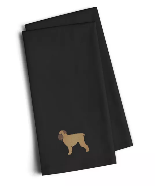 Brussels Griffon Black Embroidered Towel Set of 2 BB3440BKTWE