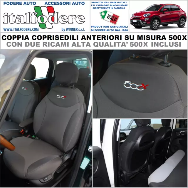 COPPIA COPRISEDILI Fiat 500X SU MISURA Fodere Foderine SOLO ANTERIORI Antracite