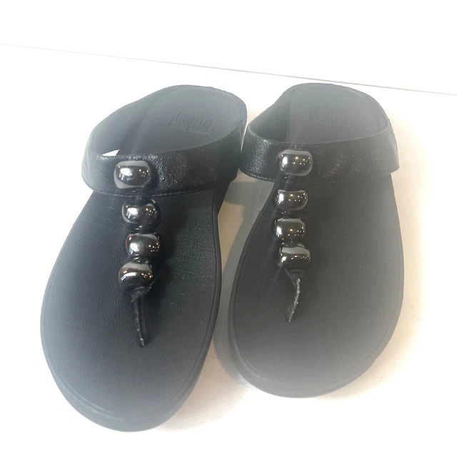 FitFlop Black Thong Flip Flop Summer Sandals Women Size 8 Comfort Casual Slip On