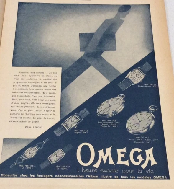PUBLICITE de presse Montres Omega 1930  French press ad