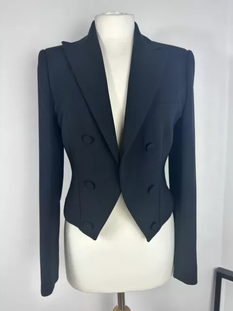 Ralph Lauren Collection black tuxedo style cropped wool jacket, US 6