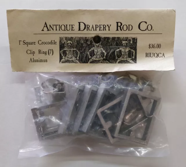 Antique Drapery Rod Co 1" Square Metal Curtain Rod Rings  Aluminum RIUQCA NEW