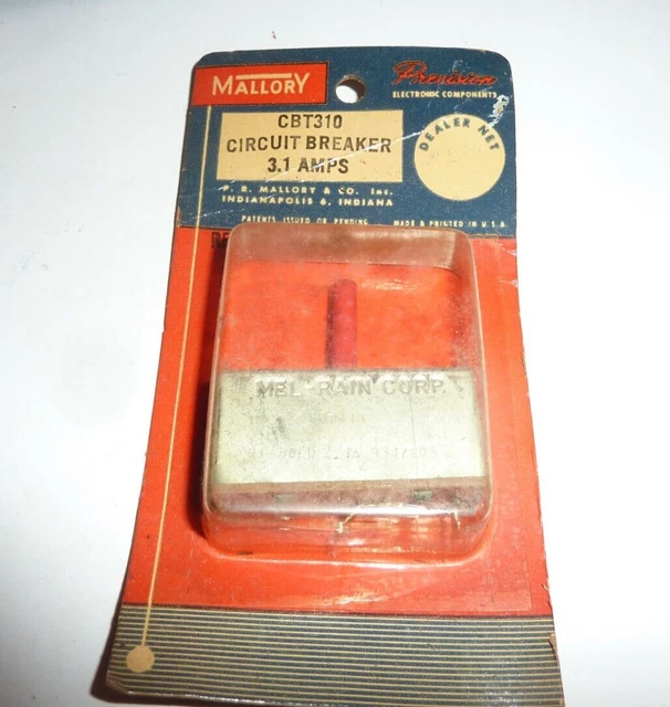 VINTAGE NOS Mallory Precision Electronic Circuit Breaker CBT310 3.1