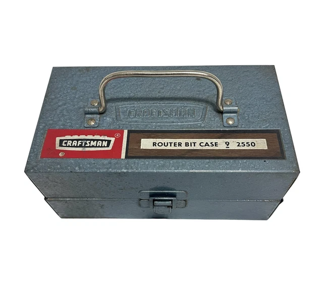 VINTAGE CRAFTSMAN METAL Toolbox Router Bit Case Woodworking Box 9 2550