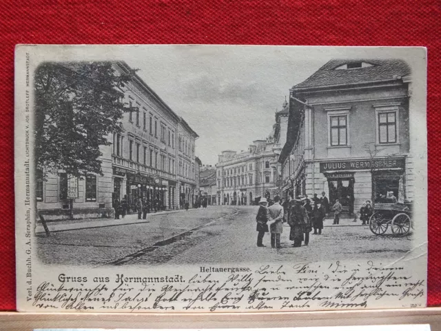 AK - Gruss aus Hermannstadt / Sibiu - Heltauergasse - gel 1902 - Siebenbürgen