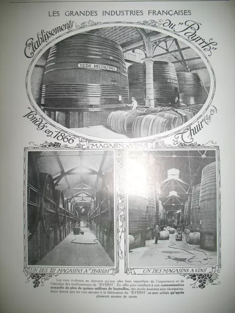 Publicite De Presse Byrrh Caves Magasin A Vins Thuir Pyrenees Or. French Ad 1921