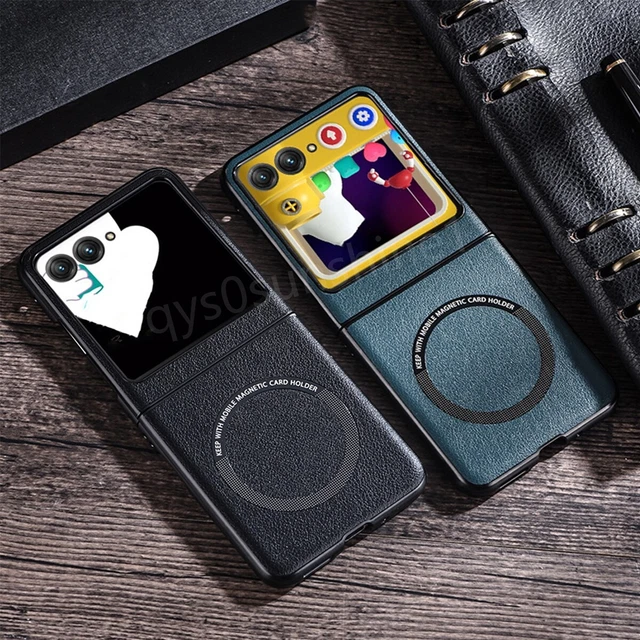 For Motorola Razr 40 Ultra ShockProof MagSafe Leather Hybrid Folding Case Cover