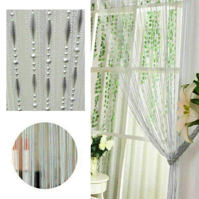 1Mx2M Dew Drop Chain Bead Curtain String Door Room Divider Fly Bug Screen Tassel