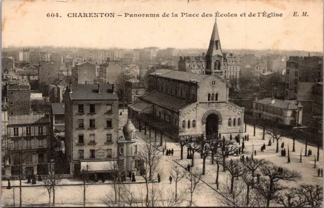 *48404 cpa Charenton - Panorama de la Place des Ecoles et de l'Eglise