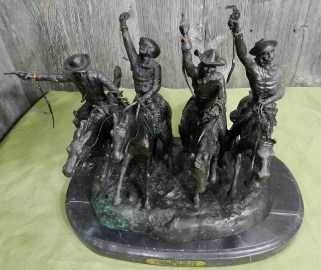 VINTAGE FREDERIC REMINGTON "COMING THRU THE RYE"  BRONZE SCULPTURE 48lbs 12high