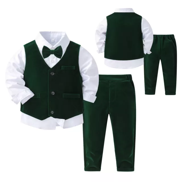 Baby Jungen Anzug Fliege Hemd Weste Hose Set Gentleman Anzüge Kinderanzug Outfit