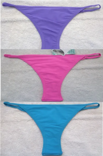Swimwear Bikini Thong Bottoms Available In Pink Or Blue Or Purple Thongs Tanga