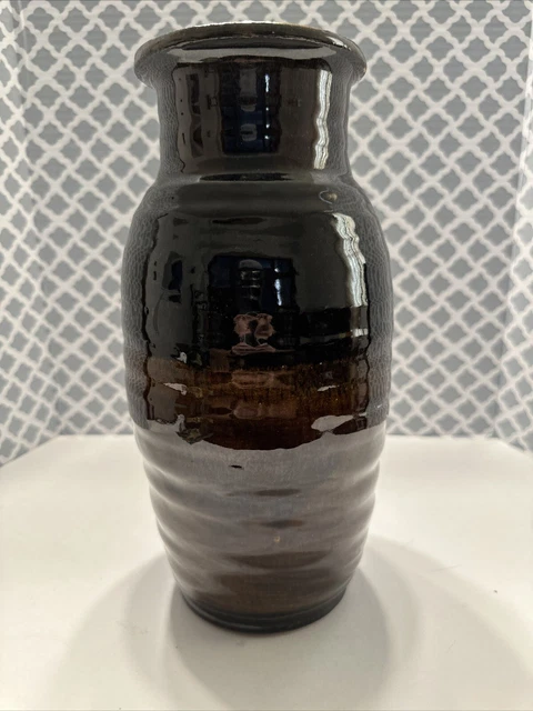 LARGE VINTAGE WHEEL Thrown Studio Pottery Vase Signed RM 98 Stoneware £ ...