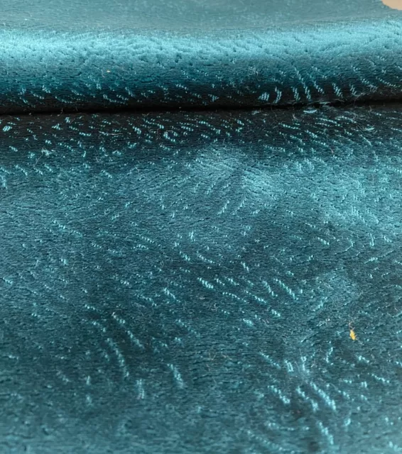 Discovery Velvet Teal Retro Curtain/ Roman Blind Upholstery Fabric