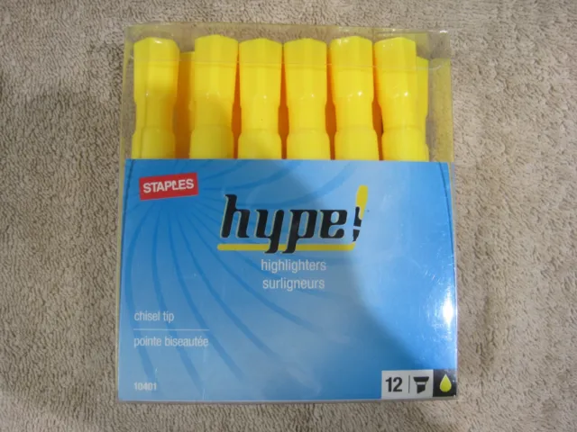 Staples Hype Tank Highlighters Chisel Yellow 12/PK