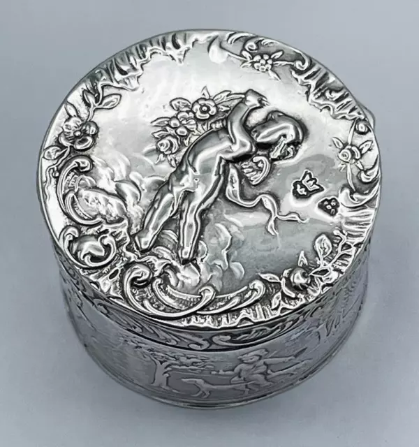 Lovers Silver Trinket Box London 1897 Continental Import
