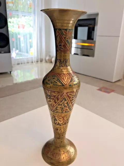 Filigran ziselierte Messing Vase, Vintage, Kunsthandwerk, Indien 70-80 Jahre 2