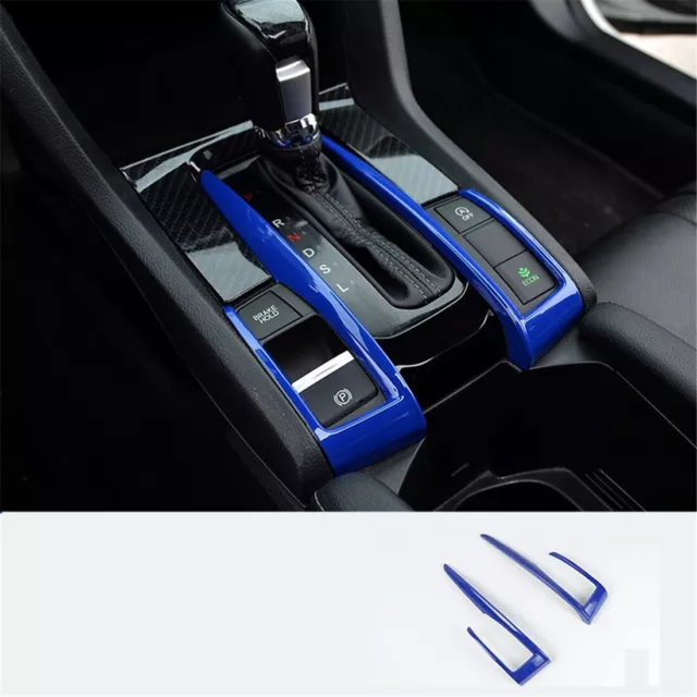 2PCS For Honda CIVIC 2016-2020 ABS Blue Interior Gear Shift Box Trim Strip Cover