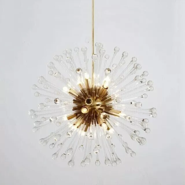 1950's Mid Century Hand Blown Italian Murano Glass Crystal Dandelion Chandelier