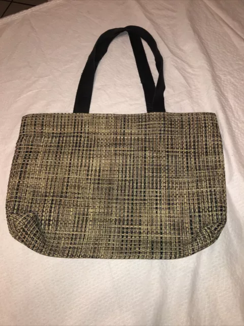 Chilewich Woven Top Handle Tote Bag Handbag  Shopper Medium Black Brown
