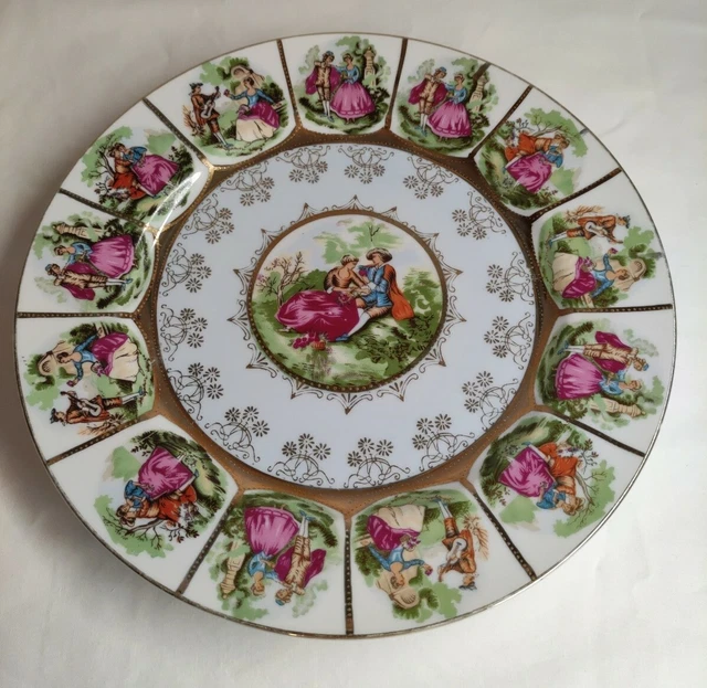 Assiette 20e Siècle Décor Fragonard Céramique Vintage D 26 Cm Collection