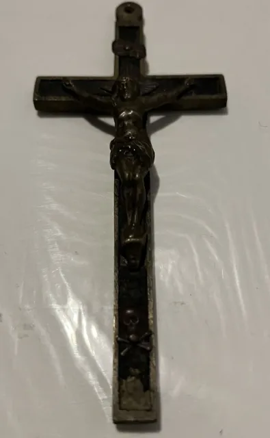 Vintage Small Cast Metal Crucifix Jesus Christ On The Cross Used Condition