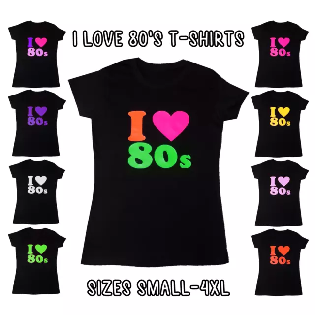 I Love the 80s Custom T Shirt Hen Party Rave Festival Unisex Fancy Dress Neon UK