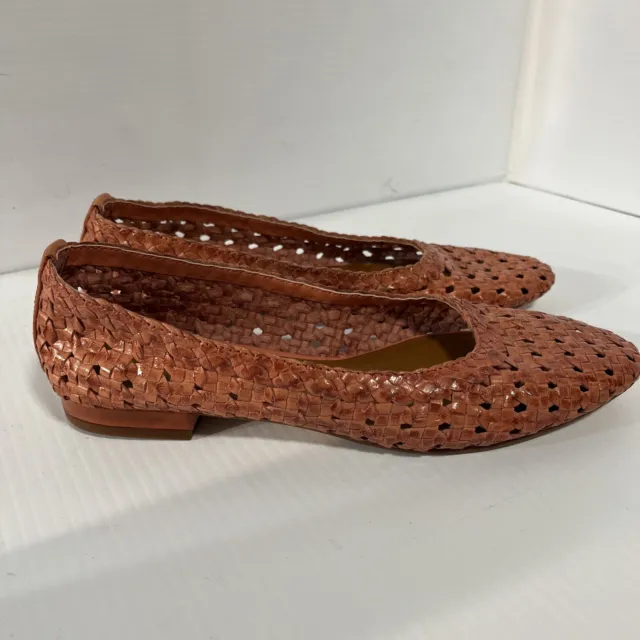 Halston Size 8 M IRENE Rose Leather Basket Weave Flats New Womens Shoes New
