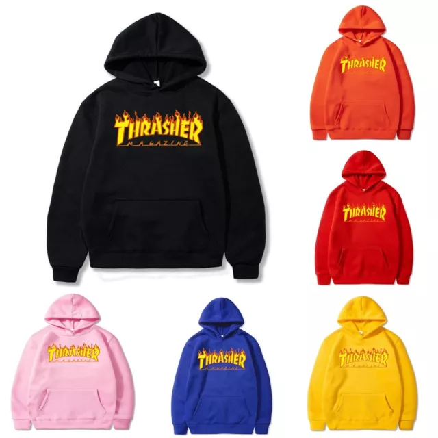 Womens Mens Unisex Thrasher Flame YouTube Print Hoodie Pullover Top Sweatershirt