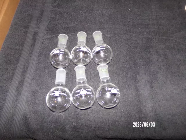Lot of 6 Glass Boiling Round Bottom Flasks 5 Pyrex 24/40 4320 100 ML and 1KMAX