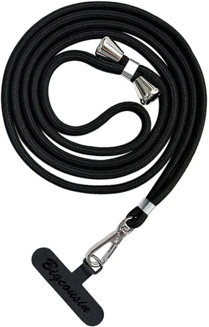 Cordino Per Telefono Regolabile Con 2 Patch - Tracolla Universale, Bianco E Nero