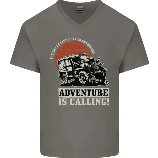 T-shirt da uomo collo a V cotone Adventure Is Calling 4X4 Off Road 2