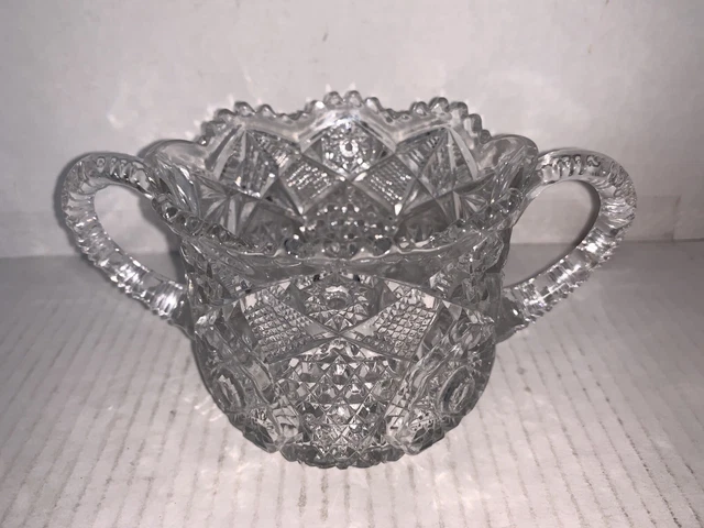 American Brilliant Cut Glass Two Handle Candy/Nut Bowl